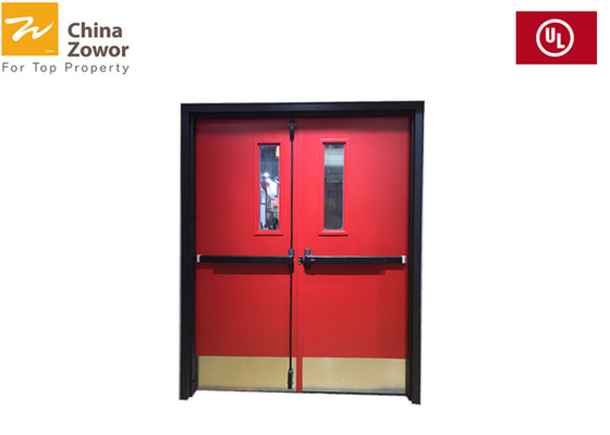 45 mm Thick Double Swing Gal. Steel Fire Safety Door/ Red Color/ Powder Coating Finish