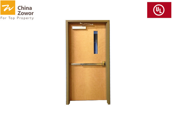 Gray Color UL Listed Insulated Steel Fire Door With 5 mm Glass Ceramic